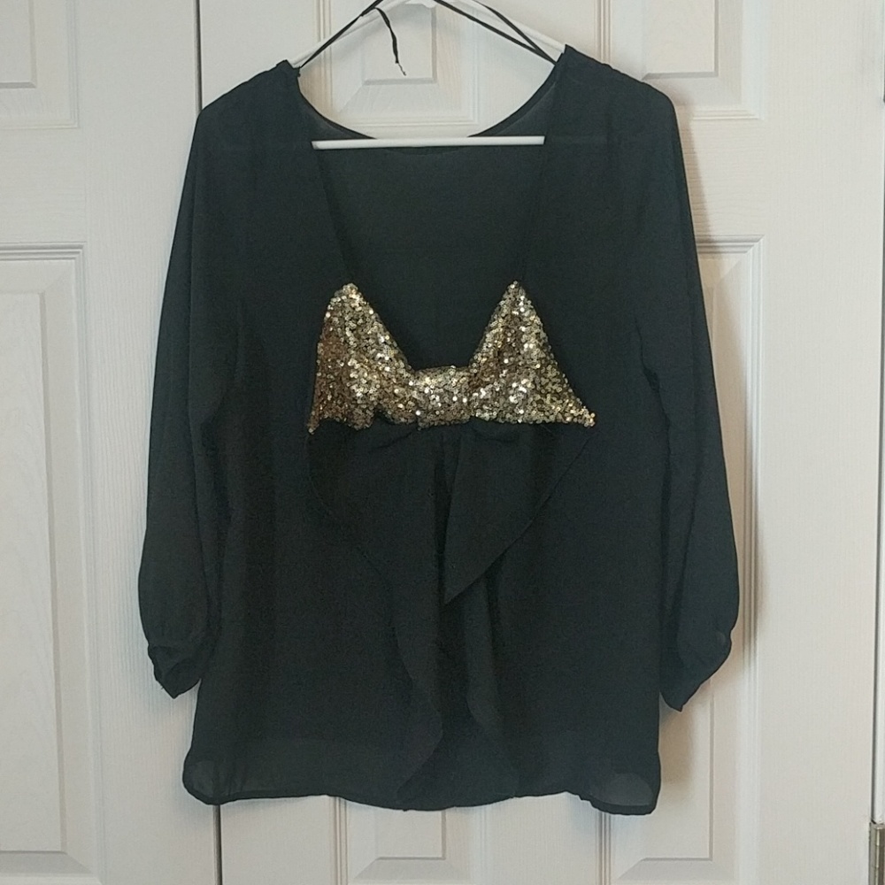 Glitter bow back top
